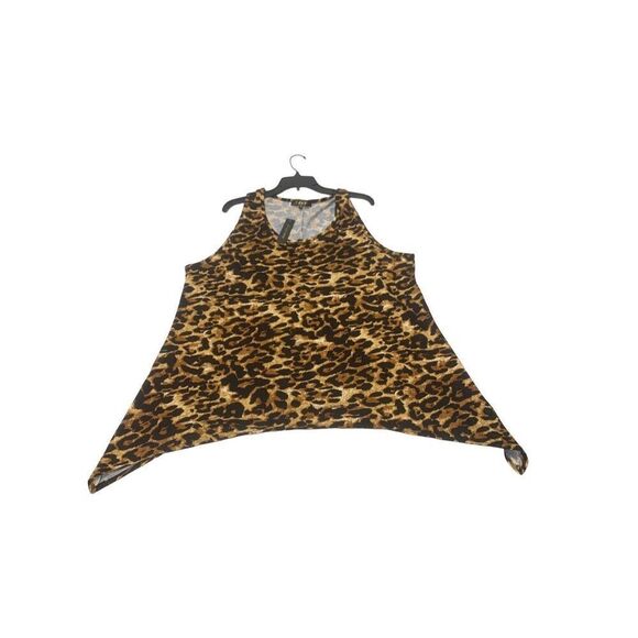 Cheetah Patterned Asymmetrical Hem Tank - Picture 2 of 8